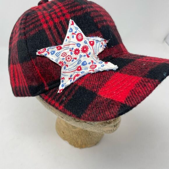 Madam P. Buffalo Plaid with Vintage Quilt Stars Baseball Caps - Adjustable size - Picture 8 of 9